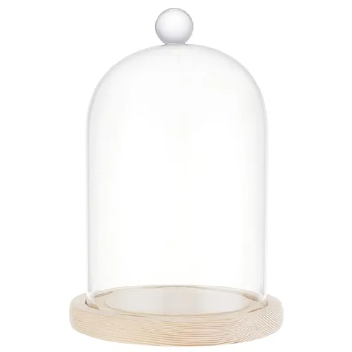 BENECREAT 8x4.5inch Glass Display Dome Inch Cloche Dome with Base Clear Dustproof Dome with Handle Bell Jar Centerpiece Display Case for Wedding Decor, Specimens Plants DIY