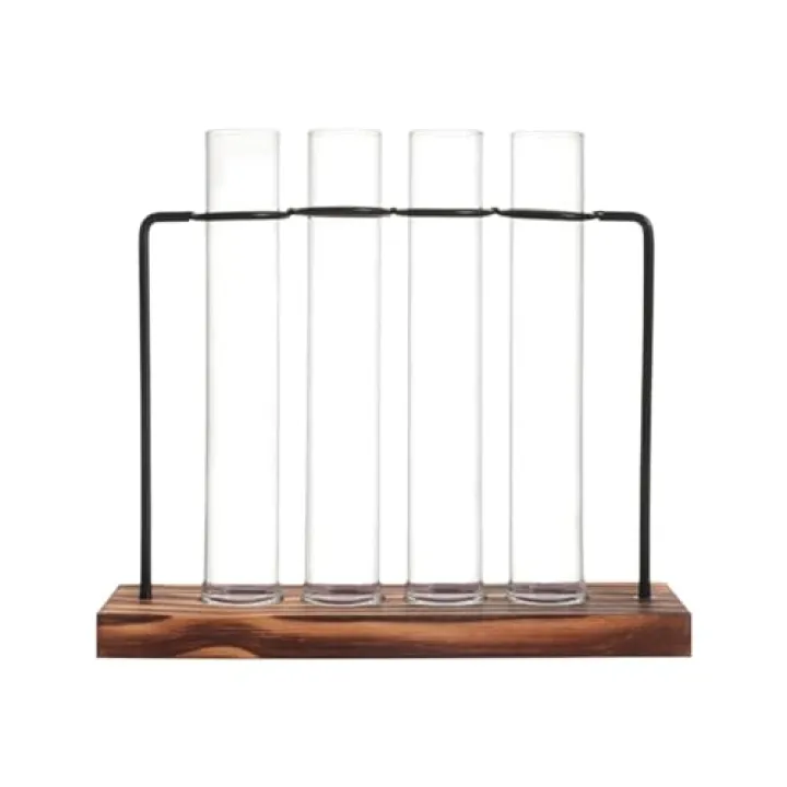 Qianly Test Tube Vase for Flowers, Plant Vase with Stand, Decorative Table Centerpiece Plant Terrarium Holder for Office, Home Decor