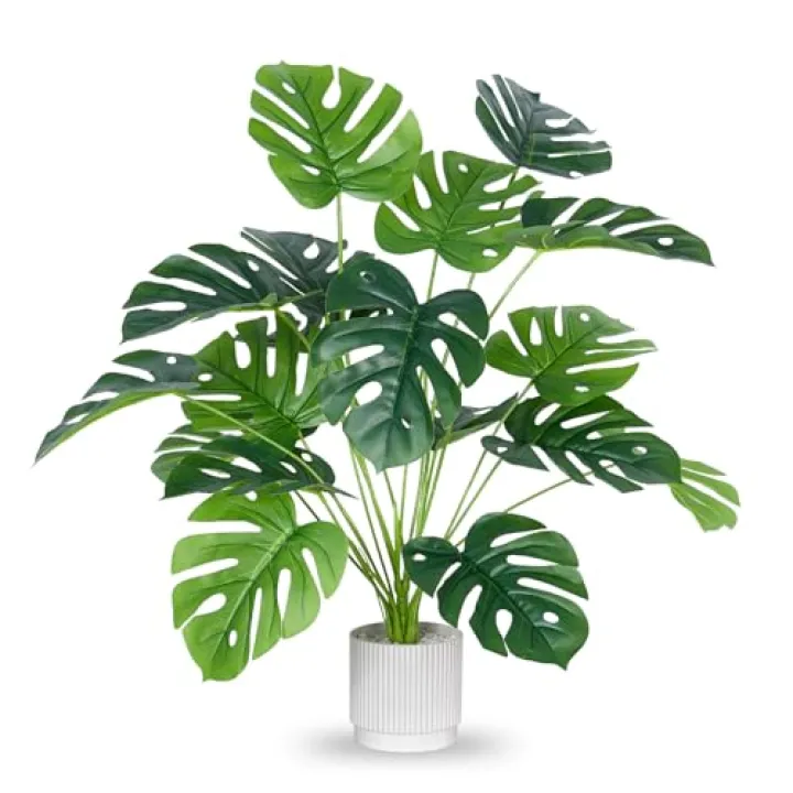 ELTNEGSA 28" Fake Plants Large Artificial Plants Indoor Tall Faux Monstera Plant for Home Office Living Room Garden Decor