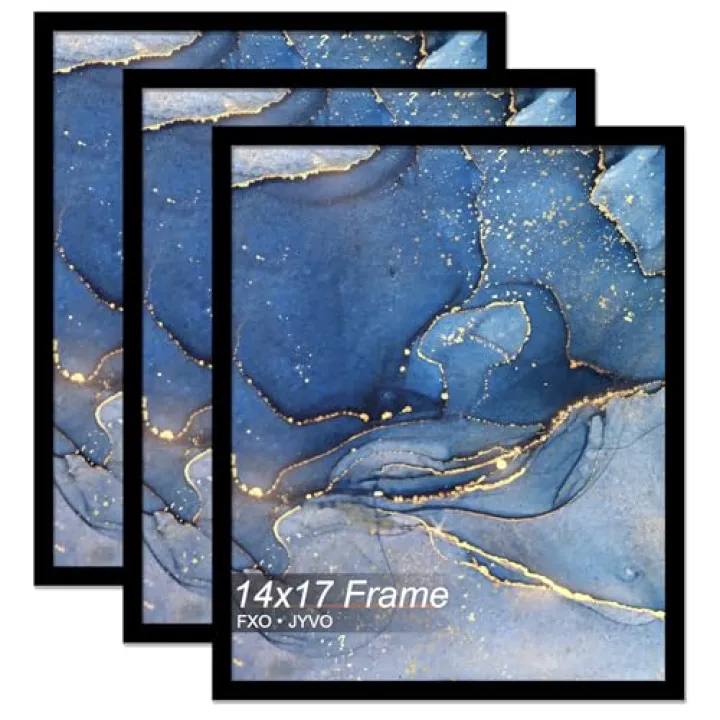 Fxojyvo 14x17 Picture Frame Set of 3, Black Frame for 14 x 17 Inch Picture Poster Photo, Light Weight and High Transparent 14 by 17 Frame for Wall - 3 Pack/Black/14 x17