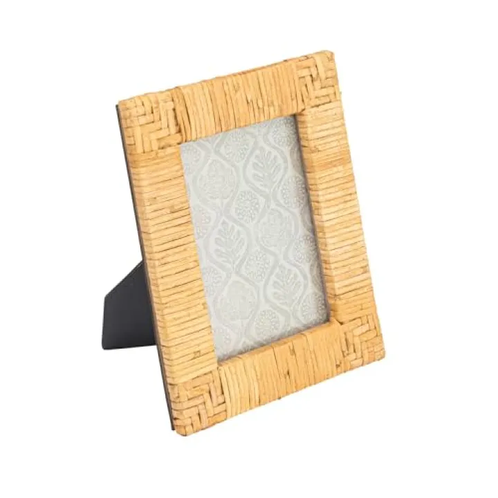 Creative Co-Op Handwoven Rattan Photo Frame, Natural(Holds 5" x 7" Photo)