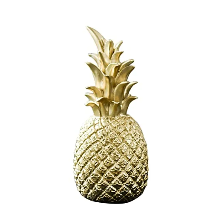 SYCOOVEN Pineapple Figurines Ornaments Desktop Decorations Living Room Cabinet Creative Fake Resin Pineapple Ornament Artificial Pineapple Figurine Statue DIY Decor(Gold,Size:M)