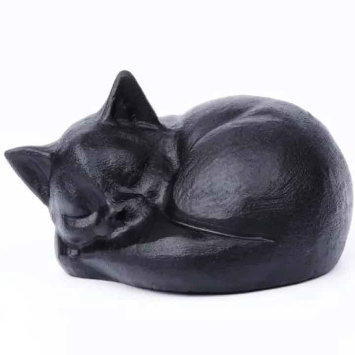 Ytbeoxk 2.1 Inch Black Obsidian Cat Crystal Statue, Healing Crystal Gemstones Decorations, Lucky Cute Kitten Figurines, Black Sleeping Cat Gifts Home Office Desk Decor for Kitten Lovers Woman Men