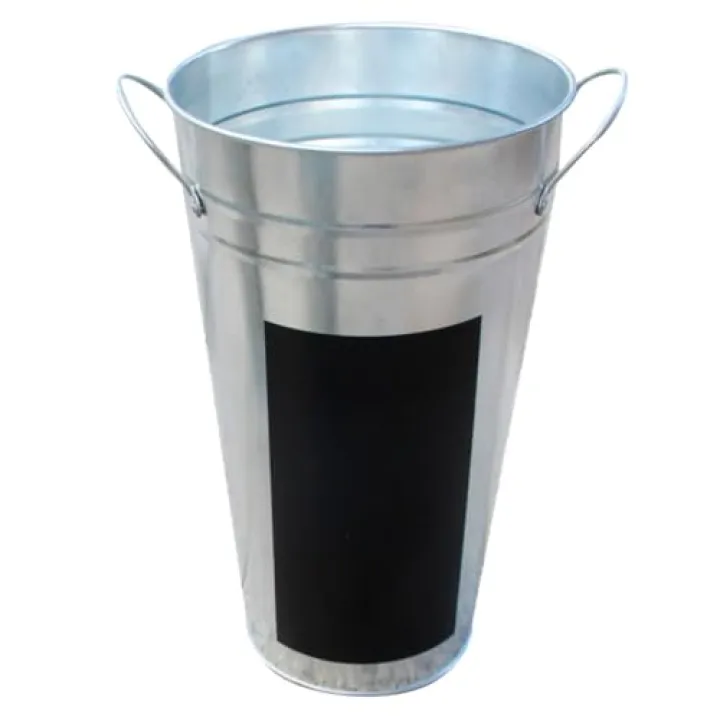 Ciieeo Galvanized Metal Bucket with Chalkboard Label Farmhouse French Flower Bucket Vases Decorative Tin Pails Vintage Plant Pot for Wedding Table Centerpiece 25cm