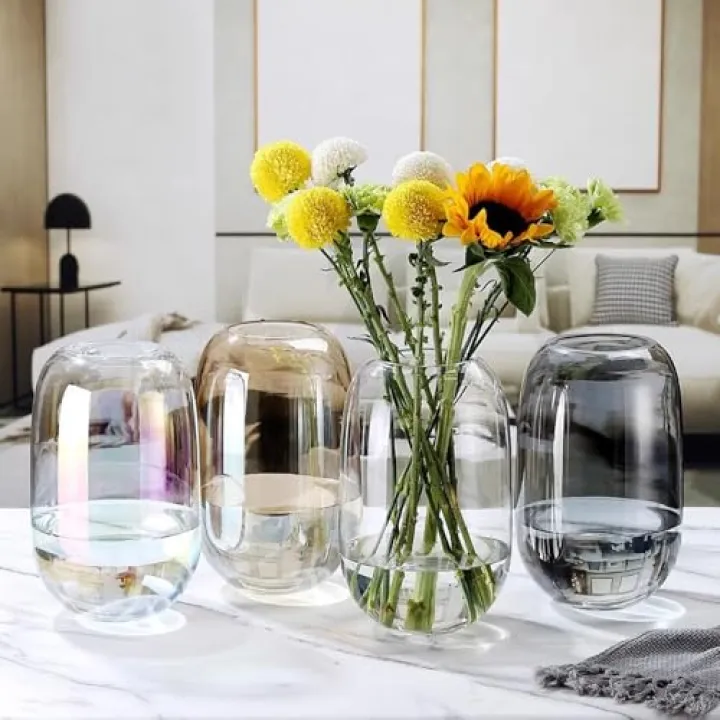Glass Vases for Flowers Vintage Vases for Centerpieces Home Table Flower Décor Flower Vase, Modern Vase for Centerpiece, Glass Vase for Living Room Hurricane Floating Candle Holder Vase 12" (Color :