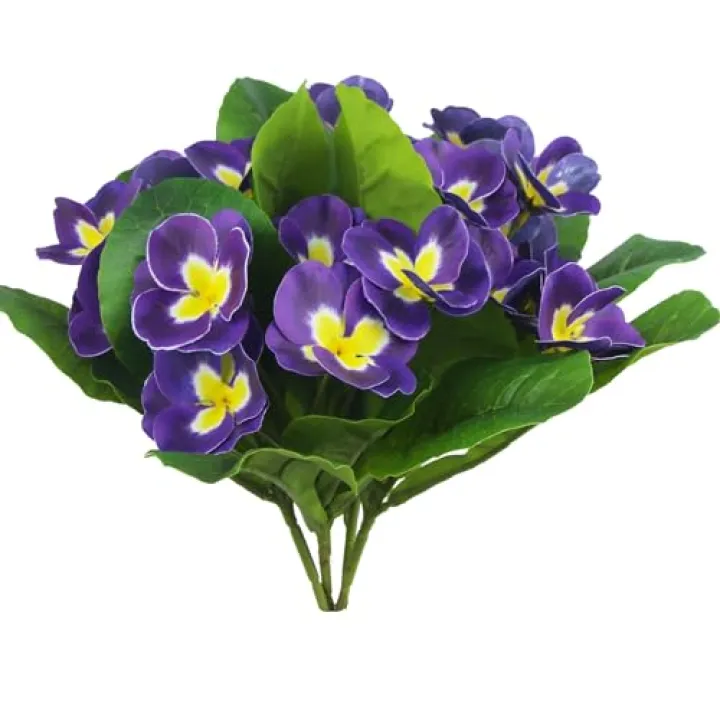 CITYES 4 Pcs Artificial Pansy Flowers Outdoor Silk Flowers Spring Flowers Pansies Artificial Wildflowers Purple UV Resistant Plants Faux Flowers for Planters Indoor Outside Garden Porch Window Decor