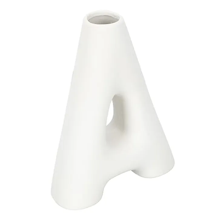 Ciieeo 1piece Desktop Ceramic Letter Vase Unique Shaped Adornment for Home Decor Stylish Chic Table Centerpiece for Flower Arrangements and Hydroponic Display