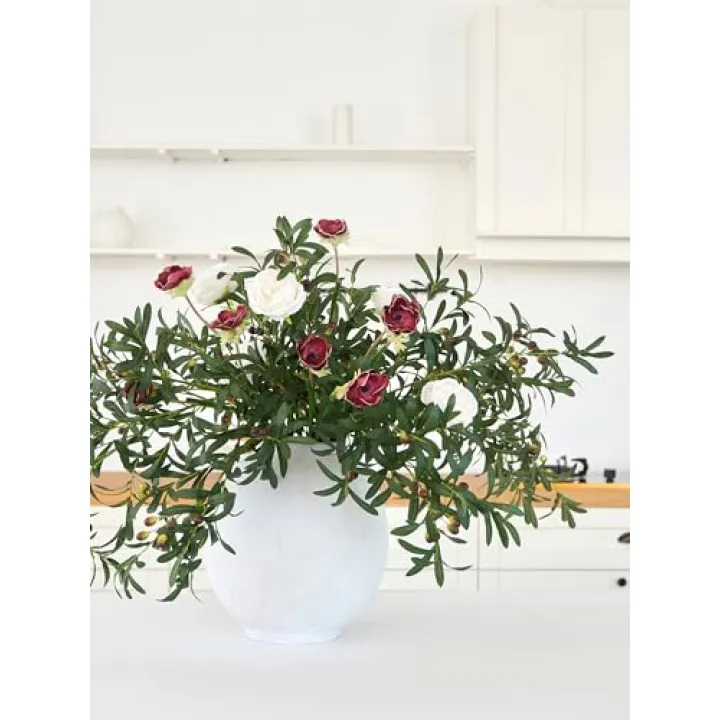 MISSPIN Artificial Flowers with Greenery Stems Faux Plants Indoor Branches for Tall Vase Ultra-Realistic, 12 Pcs Wedding Centerpieces, Home Decor & DIY Bouquets