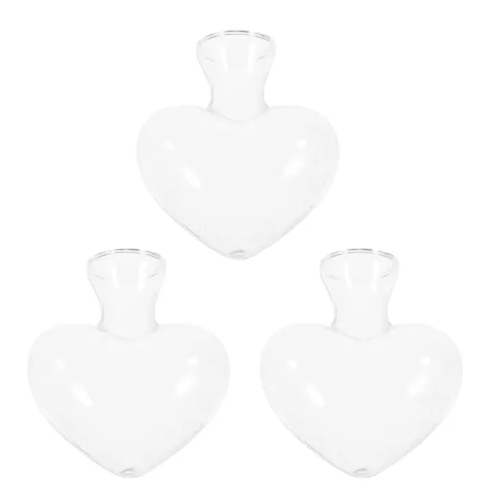 Baluue Heart Shaped Glass Vase 3.34X3.14X1.57In Hydroponic Plant Vase Decorative Centerpiece for Home Office Garden Clear Borosilicate Flower Holder