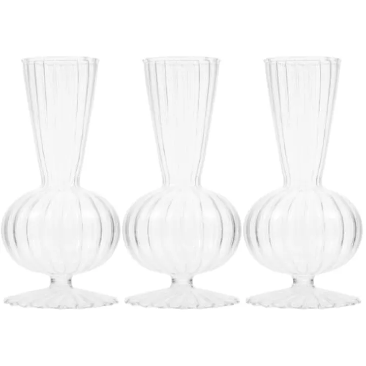 Holibanna Glass Bud Vases 3pcs Small Vases Clear Vase Stripe Modern Bud Vases Vintage for Home Office Floral Wedding Party Table Decoration
