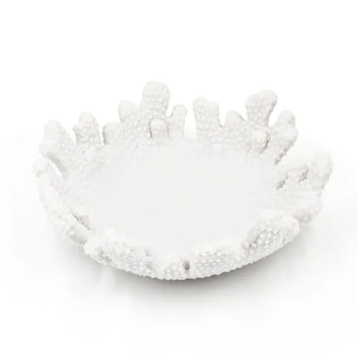 Accessoryway White Coral Textured Decorative Bowl,9.45" Medium Resin Decorative Centerpiece Bowl for Coastal Beach theme house table centerpiece decorations & Nautical decorations for coffee table