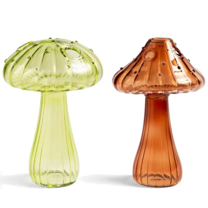 Calonge Mushroom Propagation Vase, Delicate Flower Vase Cottagecore Room Decor Hydroponic Bud Vase Unique Glass Vase for Home Kitchen Office Decorations