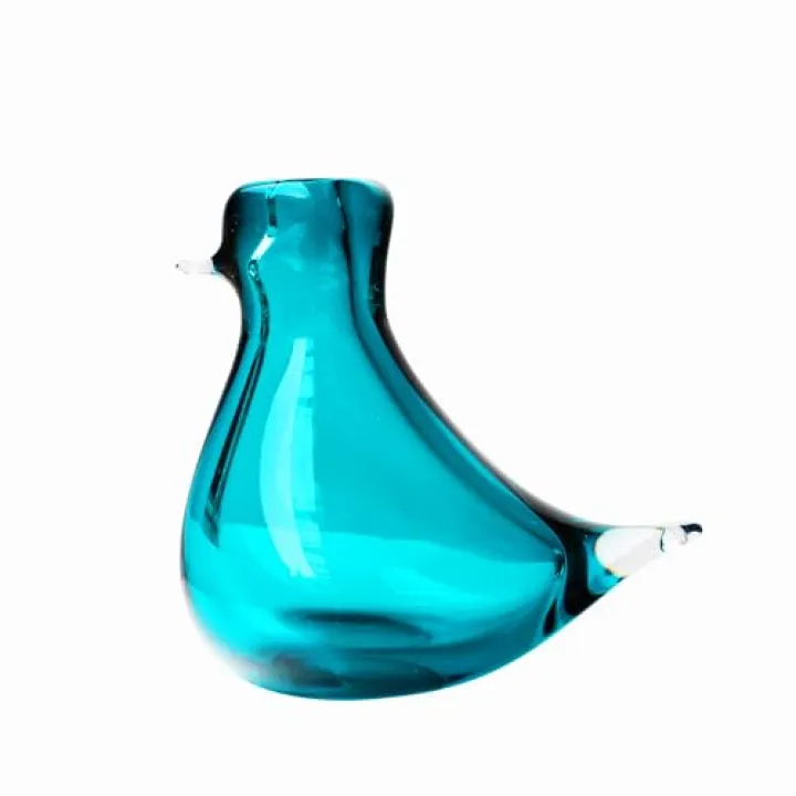 Cloudnola Bird Glass Flower Vase, Turquoise Blue, 4.3 x 7.2 inches, Thick Mouth-Blown Glass, for Home, Wedding, Mother's Day, Gifting, and Events