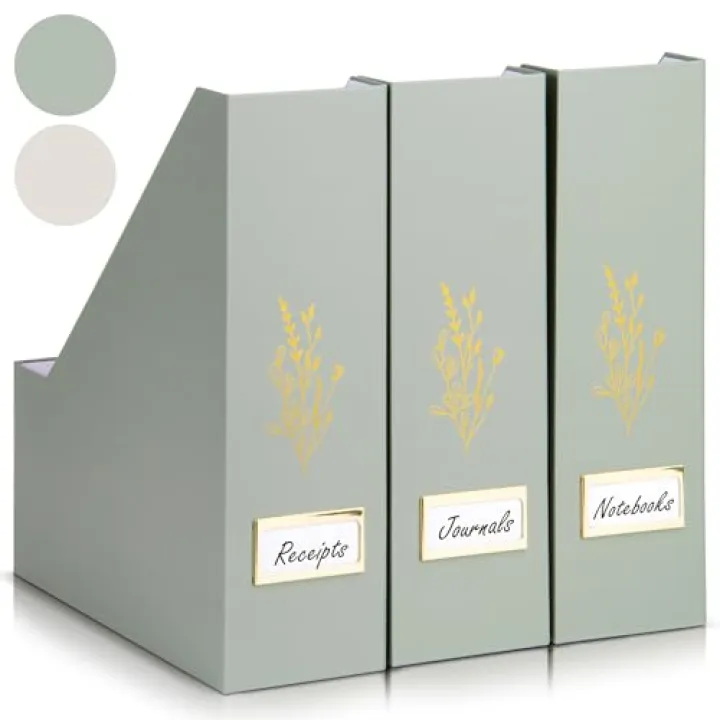 ZICOTO Beautiful Magazine Holder Set Of 3 - Sturdy File Holder to Organize Your Desk Or Shelves - The Perfect Office Storage to Effortlessly Organize Your Paperwork/Files, Magazines, Books Or Binders