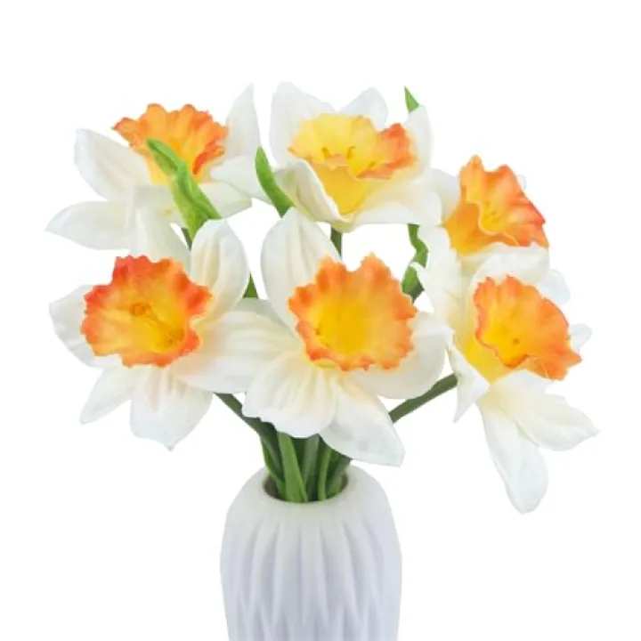 FAICOIA 6 Pcs Artificial Daffodils Flowers Silk Daffodils Spring Artificial Flowers Yellow Narcissus Flowers Fake Silk Flower Arrangement for Home Wedding Decor Indoor Outdoor