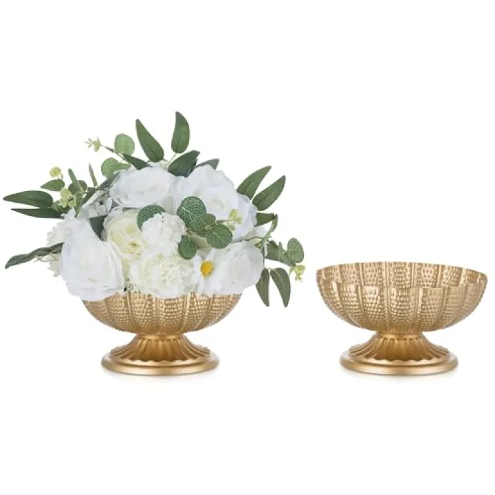 Inweder Gold Vase Centerpieces for Table: Gold Flower Vase for Wedding Centerpieces 2 Packs Mini Sized Flower Stand Arrangement Bulk for Party Event Engagement Celebration