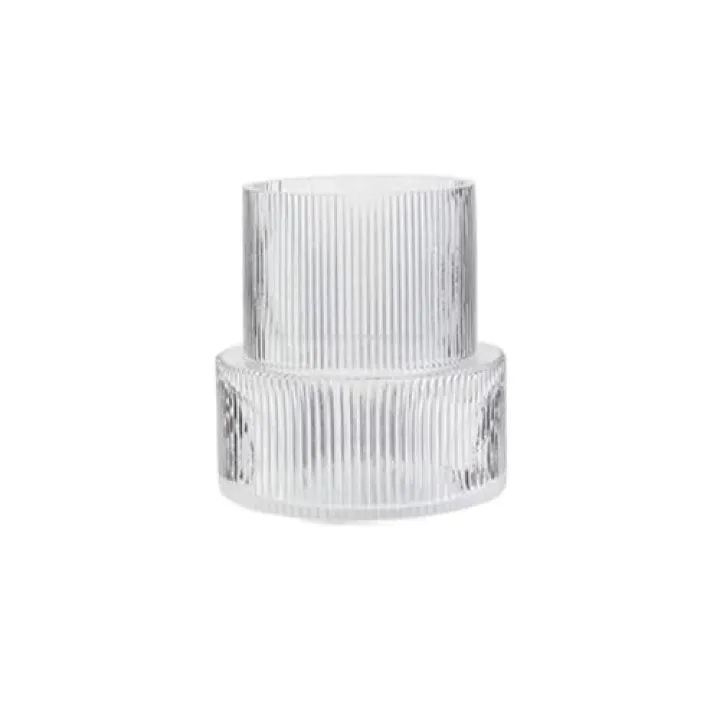 couponhub Clear Glass Vase,7 Inch Ribbed Vase,Wide Mouth Modern Fluted Flower,Practical Decorative for Living Room Dining Table Home Indoor Decoration(Clear)