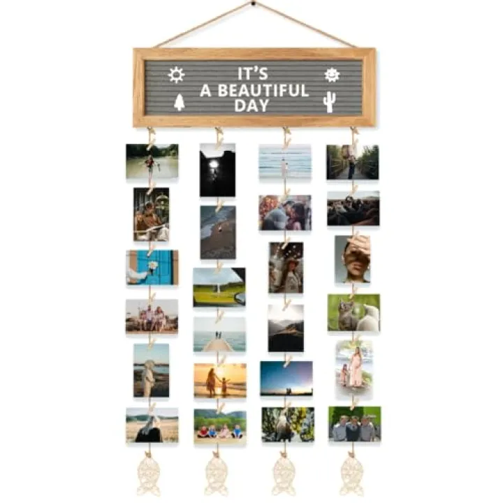 CJIAWYS Collage Picture Frames for Wall, Birthday Gifts for Mom Women Teenage Girls, Polaroid Picture Display Felt Letter Board with 270 Letters and 30 Clips, Unique DIY Mothers Day Gifts