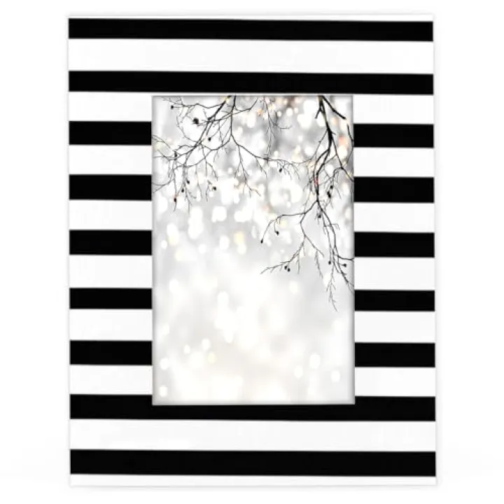 YPPAHHHH Black And White Stripe 5x7 Picture Frames Wooden Photo Frame for Wall Mounting or Tabletop