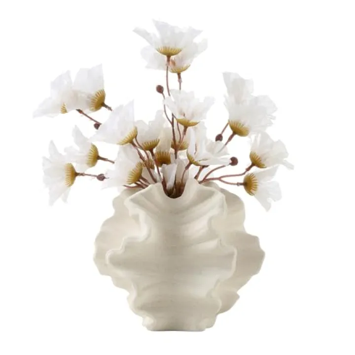 BUICCE Off White Ceramic Coral Vase for Pampas Grass Decor Modern Decorative Dandelion Vase for Flower Home Office Living Room Table Centerpieces.