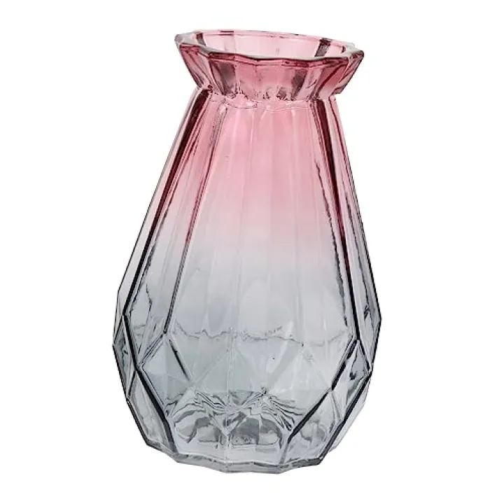 Glass Gradient Hydroponic Flower Vase for Home and Office Decor Elegant Dried Flower Container Ribbed Texture Versatile Centerpiece for Weddings and Events