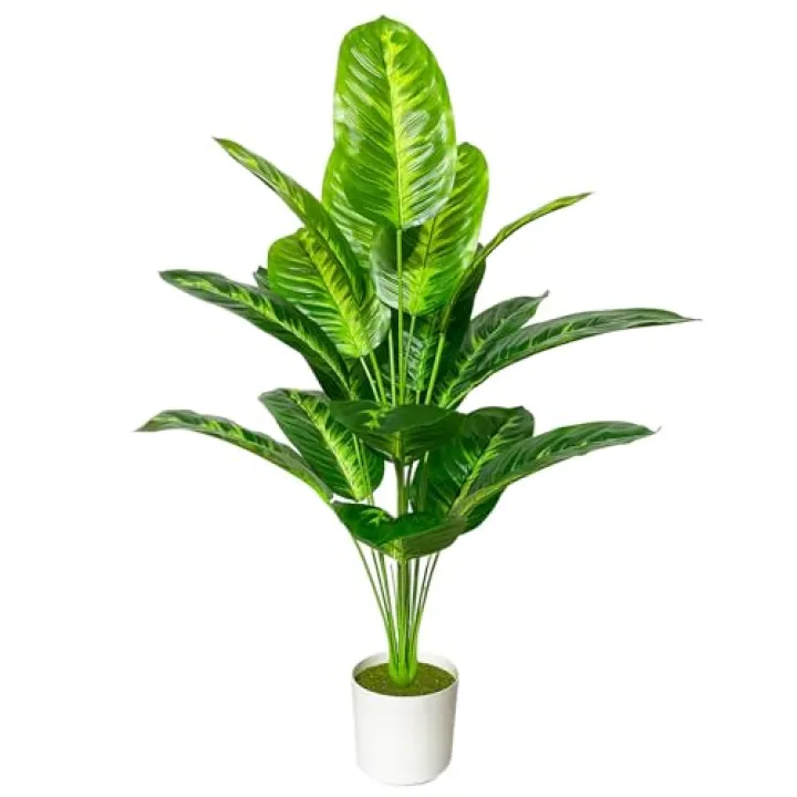 Rozwkeo Artificial Areca Palm Plant Fake Tropical Tree Perfect Faux Plants in Pot for Indoor Outdoor House Home Office Wedding Garden Modern Decoration Housewarming Gift (80cm Tropical Banana)