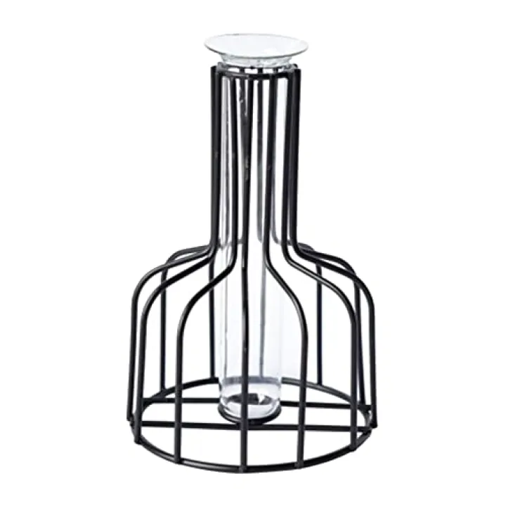 BILIKEYU Dried Flowers Transparent Glass Creative Hydroponic Test Tube Small Vase Living Room Flower Arrangement Home (Black, One Size)