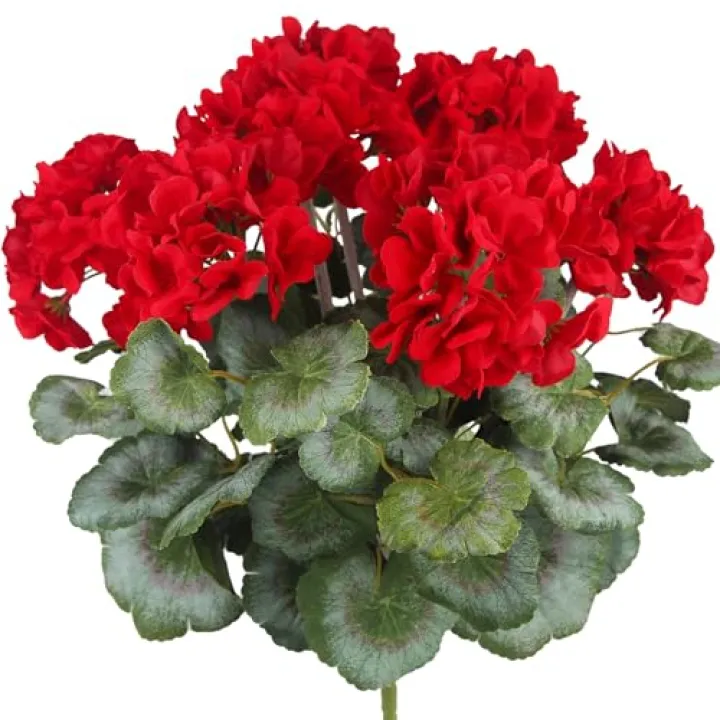 CITYES Artificial Geraniums Flowers for Outdoors Silk Geraniums Bushes UV Resistant Red Geranium Artificial Flowers Faux Flowers Plant for Garden Home Decor Patio Vase Table Centerpiece