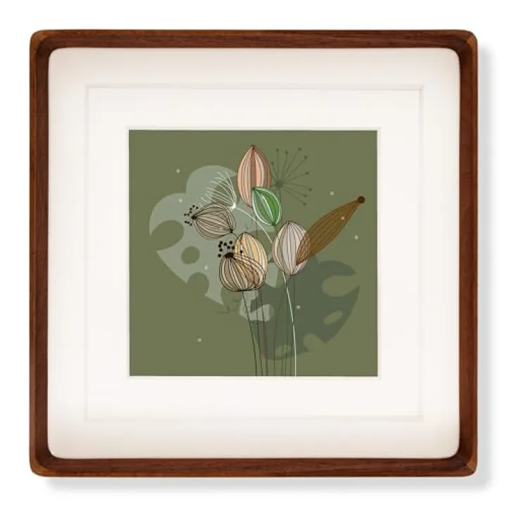 Recuerdos 10x10 Picture Frame Natural Walnut Wood, Square 10x10 Wooden Photo Frame with 6x6/8x8 Mat for Gallery Wall Mount or Tabletop Display