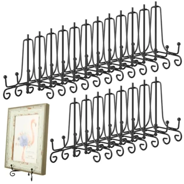 YAYODS 20 Pack Plate Stands for Display 4 Inch Black Iron Easel Stand Holder, Foldable Plate Picture Holder Display Stand for Photo Frames Decorative Books Arts