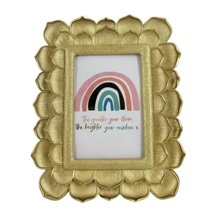 Generic 4x6 Scalloped Antique Picture Frame, Golden Lotus Leaf 4 x 6 inch Vintage Photo Frames with Glass Front for Table Top & Wall Display Home Decor