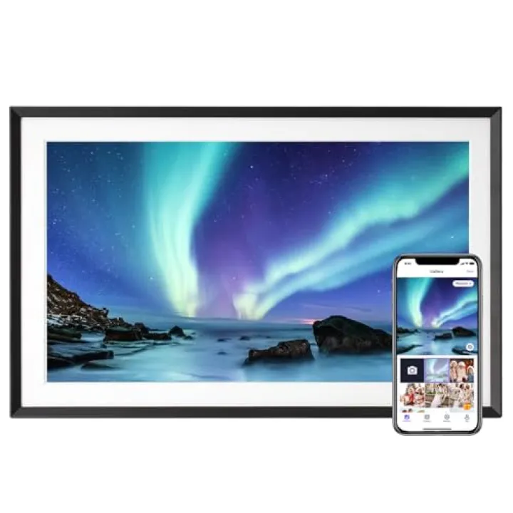 Euphro 15.6'' Digital Picture Frame with 1920x1080 IPS Touch Screen, Smart Digital Photo Frame with 32GB Storage, Easy Setup to Share Photos/Videos via Free App