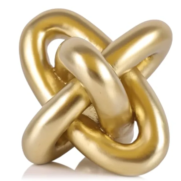 XMGZQ Gold Knot Decor for Coffee Table Book,Chain Link Living Room Decor Item for Bookshelf Entryway Nightstand TV Stand,Minimalist Knot Sculpture for Home Living Room,Centerpiece Table Decorations
