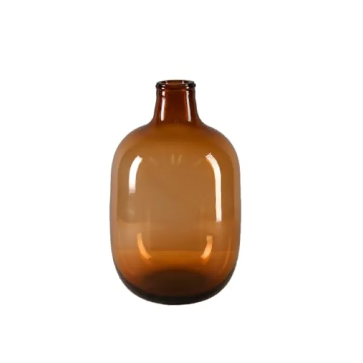 Serene Spaces Living Clear/Brown Tall Vase, Bottle Glass Vase, Elegant Home Decor for Fresh or Dried Flowers, Perfect for Living Rooms, Dining Areas, and Centerpieces (Medium - Brown)