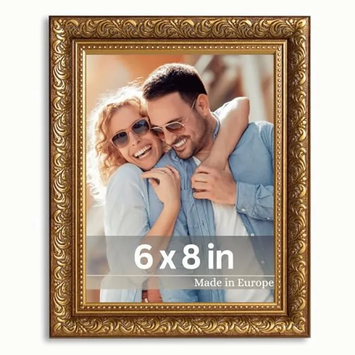 VictoR 6x8 Picture Frame Rubens Brown Gold - Picture Frames 6x8 - with Shutterproof Acrylic Glass - Antique - Brown 6 by 8