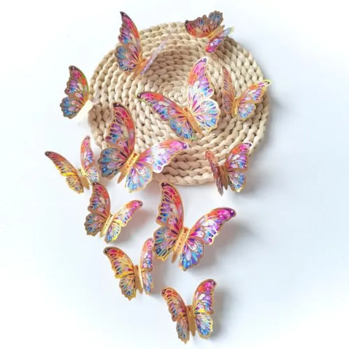 VstarOne 3D Butterfly Wall Decor - 24 Pcs Decorations for Party, Birthday, Room, Locker - Wall Mural Stickers and Crafts