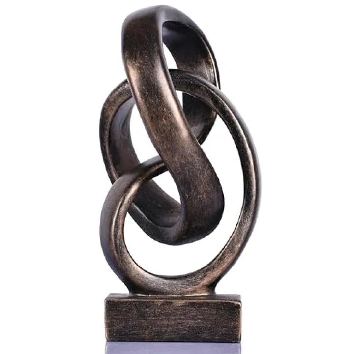 Modern Abstract Knot Sculpture, Artistic Mobius Inspired Resin Decor, Elegant Home and Office Decor, Perfect for Shelves, Desktops, and Mantles, Ideal Gift for Birthdays, Housewarmings (Bronze)