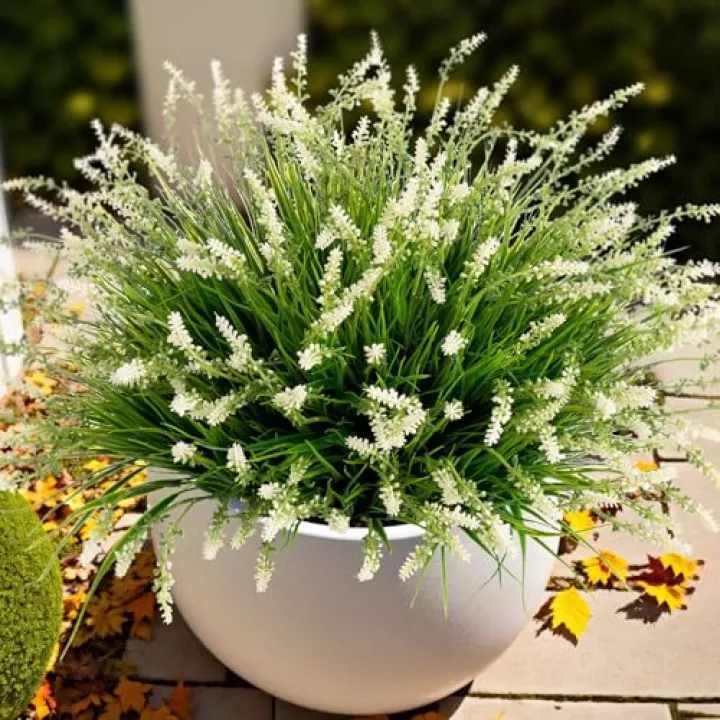 Ammyoo Artificial Faux Plants Flowers for Outdoor Decorations, Fake Monkey Grass for Outside Porch Patio, No Fade Realistic Greenery Plant, UV Resistant Artificial Shrubs for Courtyard Window Garden