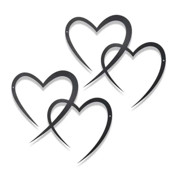 OYEFLY Infinity Heart Metal Wall Decor,Infinity Heart Wall Decor for Room Living,Wedding Decor (Black, style3 11.4 x 10.7in)