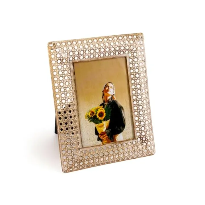 5x7 Picture Frame Gold Bamboo Weaving Style, Ornate Art Vintage Picture Frames for Wall or Tabletop Display, Metal Frame for Home or Office Wall Décor Photo Anniversary Birthday Gifts for Grandma Mom