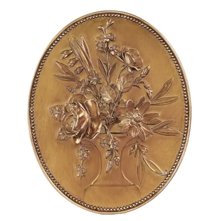 SIKOO Vintage Wall Sculptures Gold Flower Wall Art Hand Painted Ornate Wall Hanging Decoration Antique Pediment Wall Statue Ornament Decor Gallery for Kitchen Bedroom Living Room,Gold