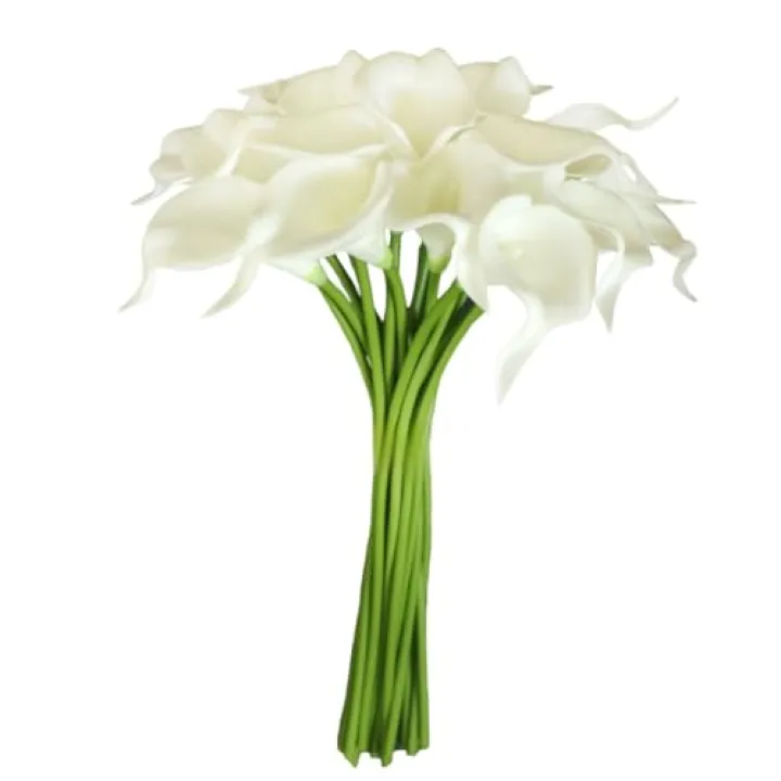 JiaDeDeng 18pcs Real Touch Artificial Calla Lily Flowers for Decoration, Outdoor Wedding Bouquets, Lifelike Faux Flowers for Home, Garden, Party, and Event Decor (White)