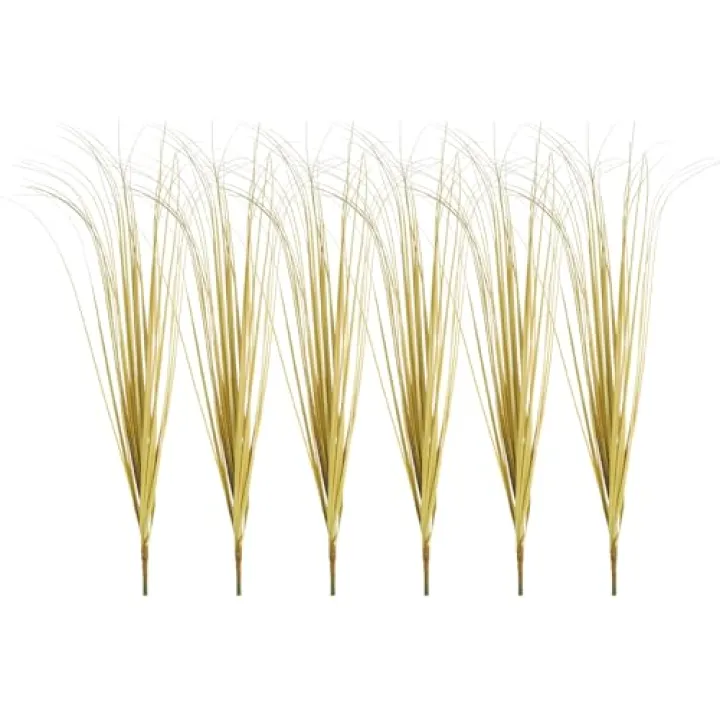 uxcell 6Pcs Artificial Grass Plants, 20.5" Plastic Fake Wheat Grass Greenery Shrubs Outdoor Artificial Shrubs Faux Bushes for Home Garden Front Decor, Light Yellow