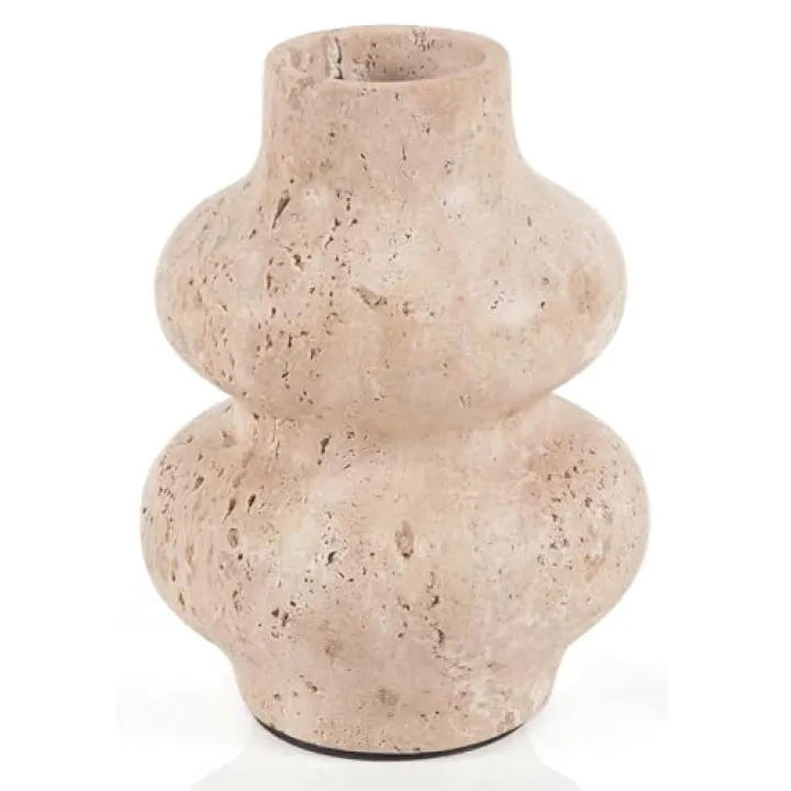 SPESHSTONES Marble Vase 6 Inch Travertine Flower Vase for Dried Flowers, Fake Plants & House Warming Gifts, Modern Bud Vases for Centerpieces, Small Flower Pots for Bookshelf and Home Decor