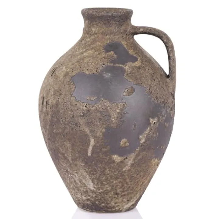 Wabi Sabi Decor Rustic Vase with Handle, Distressed Farmhouse Vase for Home Decor, Vintage Pottery Terracotta Vases for Home Decor, Living Room, Kitchen, Bedroom, Shelf, and Table Centerpiece