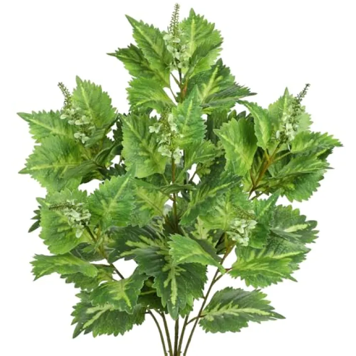 3Pcs Artificial Greenery Stems 35.4" Tall Faux Green Perilla Branches for Vase Fillers Silk Greenery for Centerpiece Floral Arrangement Artificial Leaves with Stems for Farmhouse Home Kitchen Decor