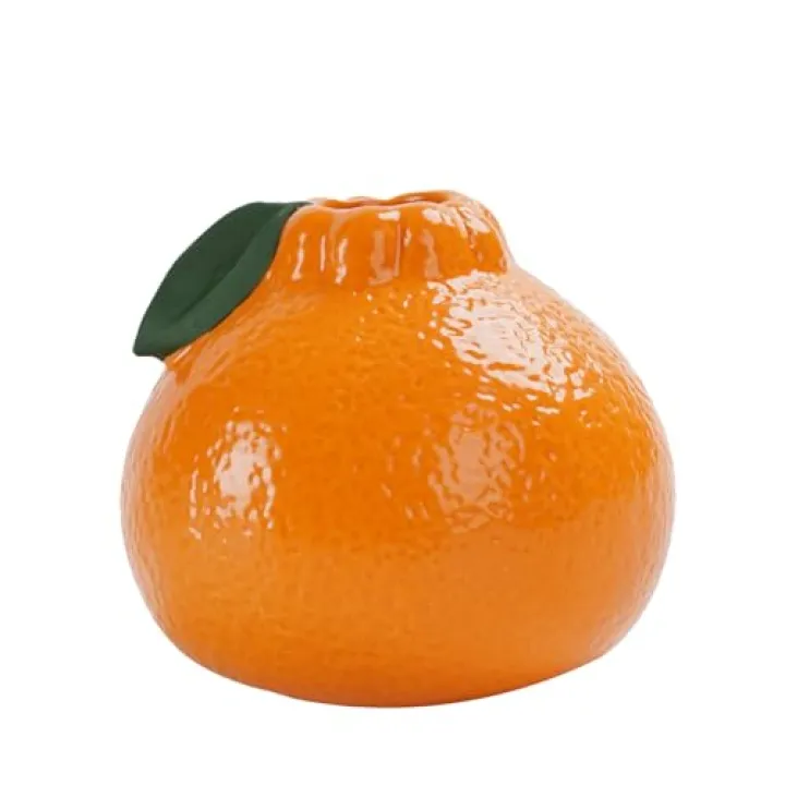 WQVSHRO Unique Orange Shaped Decorative, Hydroponics Decorative Ceramic Vase, Vase for Flowers Green Plants, Small Orange Fruit Vase for Home Office Decor (1 Pcs)