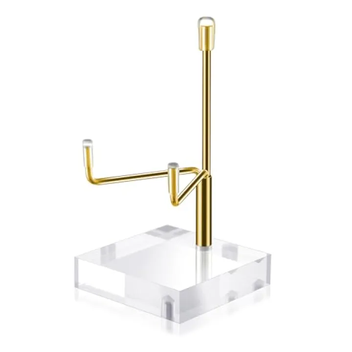 Sibba Adjustable Metal Arms Display Stand Photo Stand Easel Acrylic Base Small Holder Case Plate Clear Base Home Décor Accents Rack for Picture Decorative Book Coral Geodes Rock