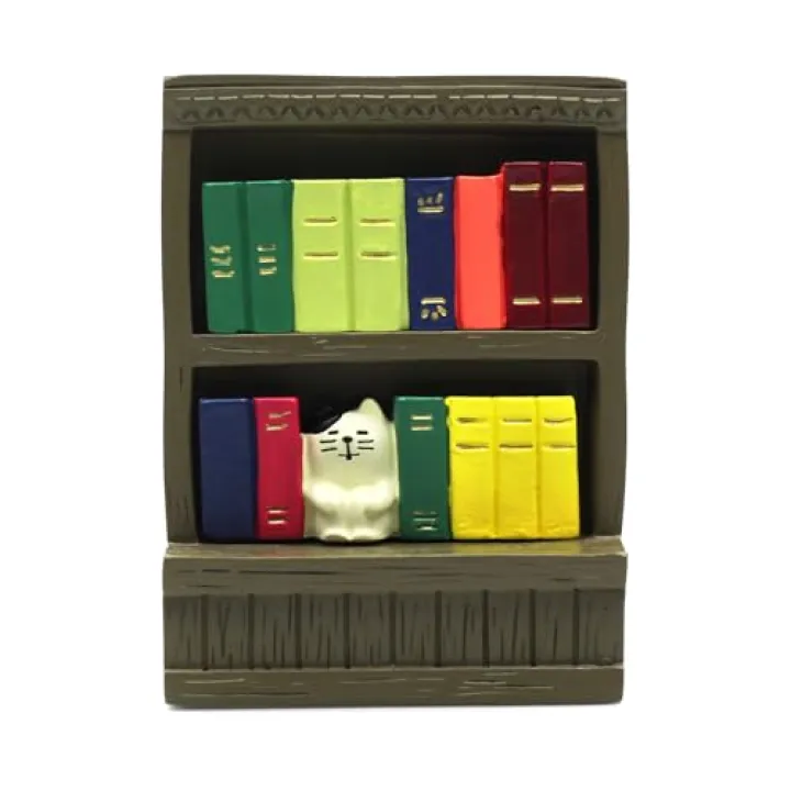 RAQWI Cute Mini Bookshelf Figurine for Living Room,Shelf Decor Cute Cat Bookshelf Design Perfect for Cat Lovers