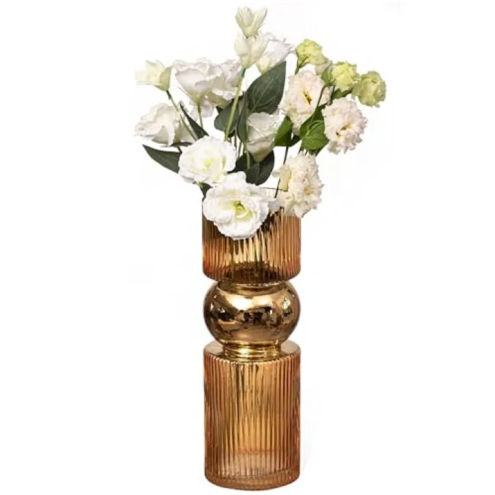 14-Inch Decorative Orange Tall Glass Vase - Modern Minimalist Decor for Parties, and Special Events - Perfect Centerpiece for Coffee Tables, Living Rooms, Dining Tables, Offices, and Farmhouse Decor